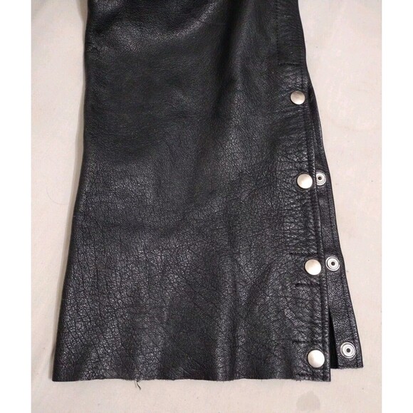 Vintage MOB Black Leather Biker Chaps Medium Unisex Y2K Punk Festival Edgy Rider - Picture 14 of 16